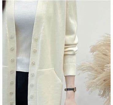 レディースカーディガン 上品シルエット ロング丈カーディガン