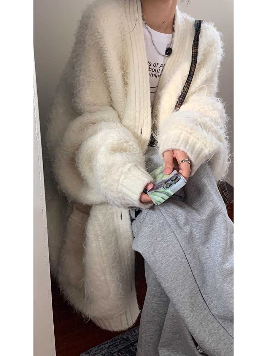 レディースカーディガン ふわふわ もこもこ ゆったり カーディガン　ロング丈カーディガン