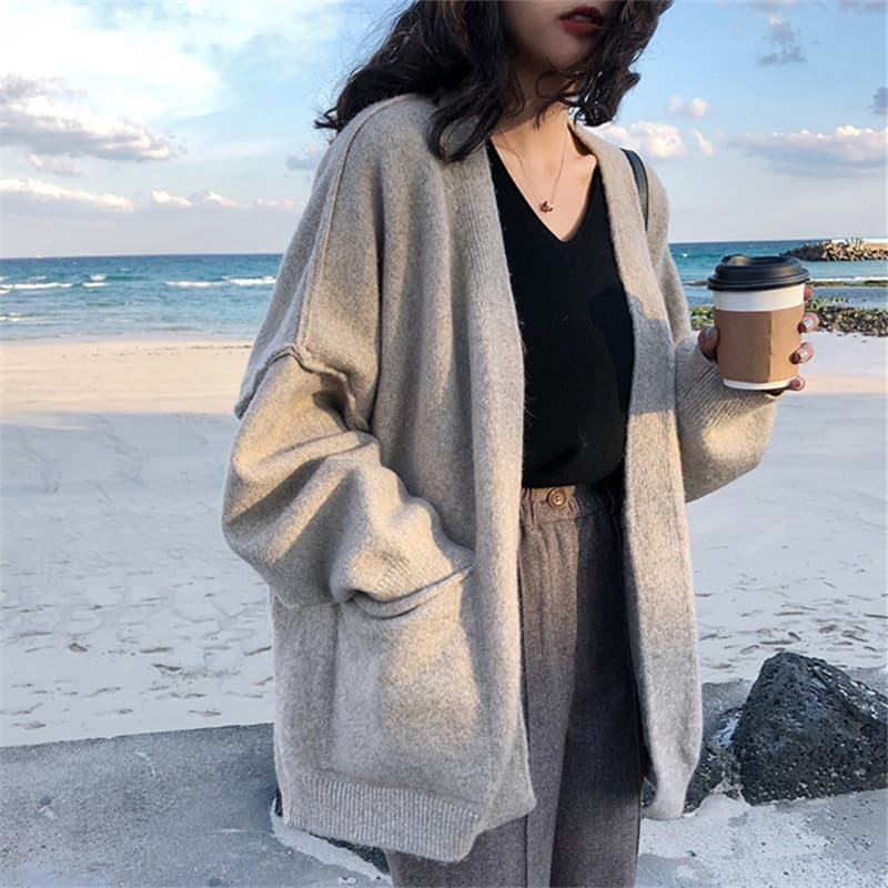 レディースカーディガン 大人可愛い ミドル丈 ゆる編みカーディガン 着回し抜群 通勤通学