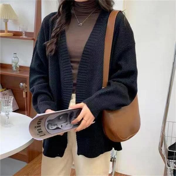 レディースカーディガン ロング丈ニットカーディガン ゆったり長袖ケーブル編み