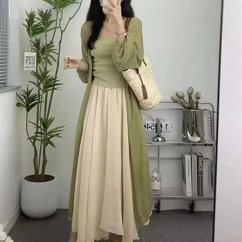 レディースカーディガン シフォン素材 ふんわり優美 カーディガン　ロング丈カーディガン