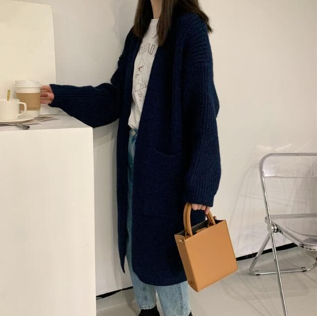 レディースカーディガン 大人気ニットロング丈カーディガン レディース4色展開