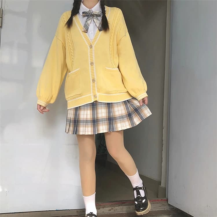 レディースカーディガン 秋冬厚手ショート丈綿編み学生無地羽織り