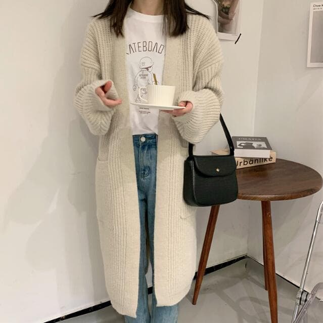 レディースカーディガン 大人気ニットロング丈カーディガン レディース4色展開