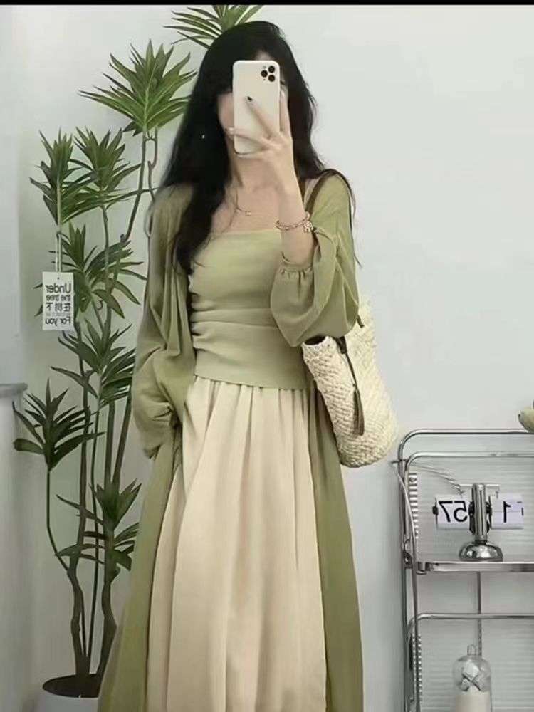 レディースカーディガン シフォン素材 ふんわり優美 カーディガン　ロング丈カーディガン