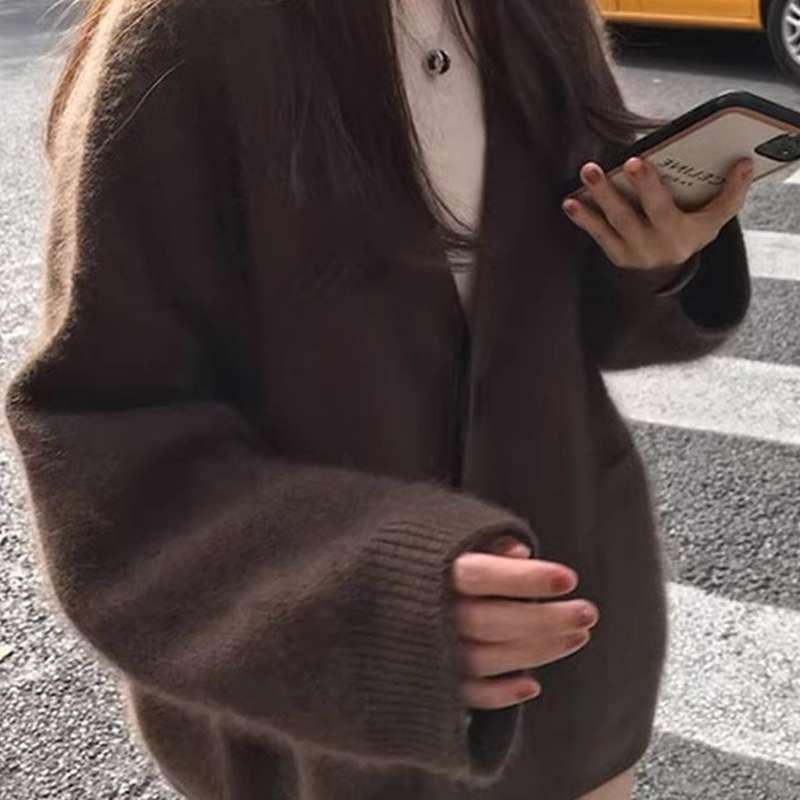 レディースカーディガン ゆったりミドル丈カーディガン