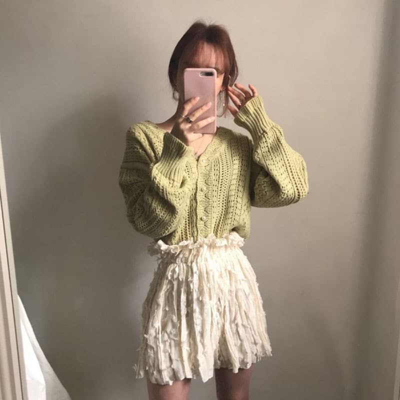 レディースカーディガン ショート丈カーディガン レディース ニット 長袖 大人可愛い